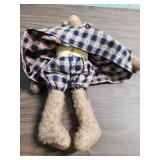 Hand-crafted Teddy Bear in Gingham USA dress with red stars