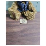 Character Bears Mohair Teddy Bear with Navy Bow and Vest.  Bought in England in 1996 - Very good condition