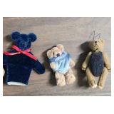 Collection of Miniature Plush Teddy Bears - the all Navy one is a finger puppet