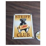 Steiff Bear Club Collectible Set with Metal Sign, Pin and Wrist Watch (new in box - leather band)