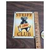 Steiff Bear Club Collectible Set with Metal Sign, Pin and Wrist Watch (new in box - leather band)