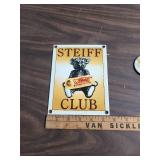 Steiff Bear Club Collectible Set with Metal Sign, Pin and Wrist Watch (new in box - leather band)