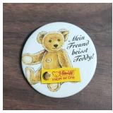 Steiff Bear Club Collectible Set with Metal Sign, Pin and Wrist Watch (new in box - leather band)