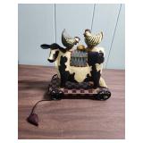 Williraye Studio Cow and Chickens Pull Toy WW 1427 with original box and Styrofoam packaging