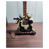 Williraye Studio Cow and Chickens Pull Toy WW 1427 with original box and Styrofoam packaging