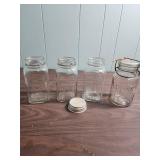 VIntage Atlas  Glass Mason Jars Collection including on EZ Seal with locking lid, and one presto lid with porcelain seal