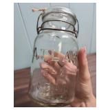 VIntage Atlas  Glass Mason Jars Collection including on EZ Seal with locking lid, and one presto lid with porcelain seal