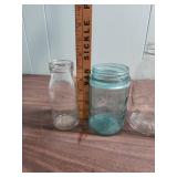 Vintage Jars including blue Atlas Strong Shoulder and Longlife Mason Jars