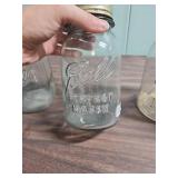 Set of Large Clear Ball Mason Canning Jars including 2 vintage Perfect Mason style and one Antique Ideal locking lid style