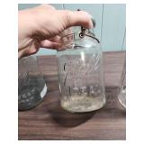 Set of Large Clear Ball Mason Canning Jars including 2 vintage Perfect Mason style and one Antique Ideal locking lid style