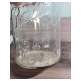 Set of Large Clear Ball Mason Canning Jars including 2 vintage Perfect Mason style and one Antique Ideal locking lid style