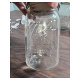 Set of Large Clear Ball Mason Canning Jars including 2 vintage Perfect Mason style and one Antique Ideal locking lid style