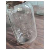 Set of Large Clear Ball Mason Canning Jars including 2 vintage Perfect Mason style and one Antique Ideal locking lid style