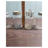 Set of Large Clear Ball Mason Canning Jars including 2 vintage Perfect Mason style and one Antique Ideal locking lid style