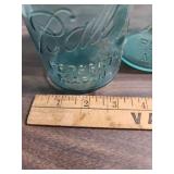 Vintage Blue Ball Mason Jars - Five Small Perfect Mason Jars and one The Mason - all with lids containing porcelain seals.  c1910-1920