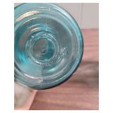 Two Vintage Large Blue Ball Mason Jars (no lids).  One is Ideal style with wire lock mechanism