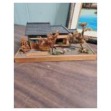 Vintage Landscape Art from Japan - two small houses and a 3-D framed art