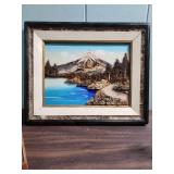 Vintage Landscape Art from Japan - two small houses and a 3-D framed art