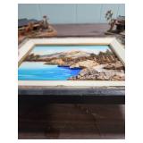 Vintage Landscape Art from Japan - two small houses and a 3-D framed art