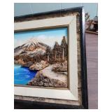 Vintage Landscape Art from Japan - two small houses and a 3-D framed art