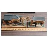 Vintage Landscape Art from Japan - two small houses and a 3-D framed art
