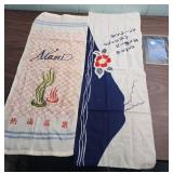 Vintage Japanese Linens / Runners and a small Japanese matted Art Print