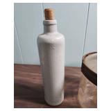Early 1900s Stoneware Bottle and Glass Storage Jar