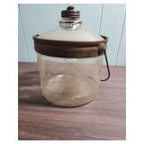 Early 1900s Stoneware Bottle and Glass Storage Jar