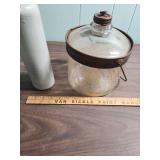 Early 1900s Stoneware Bottle and Glass Storage Jar