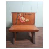 Vintage Hand Painted "A is for Apple" Doll Bench