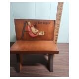Vintage Hand Painted "A is for Apple" Doll Bench