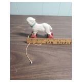 Antique Pull-Along Lamb Toy with Red Wheels