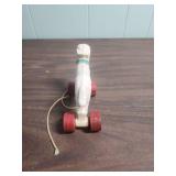 Antique Pull-Along Lamb Toy with Red Wheels