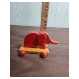 Red Wooden Elephant Pull Toy