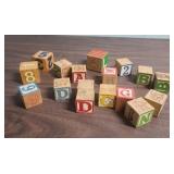 Classic Mid-Century Vintage Wooden ABC and Number Blocks Set