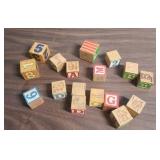 Classic Mid-Century Vintage Wooden ABC and Number Blocks Set