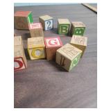 Classic Mid-Century Vintage Wooden ABC and Number Blocks Set