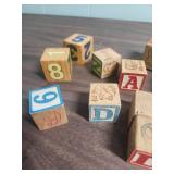 Classic Mid-Century Vintage Wooden ABC and Number Blocks Set