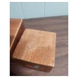 Mid-Century Wooden Nesting Blocks with Story Book Illustrations (one box has damage on top and is missing its scene)