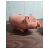 Large Terracotta Pig Bank and White Ceramic Piggy Bank with floral motif