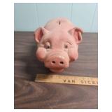 Large Terracotta Pig Bank and White Ceramic Piggy Bank with floral motif