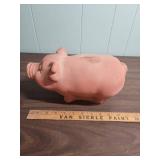 Large Terracotta Pig Bank and White Ceramic Piggy Bank with floral motif