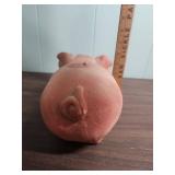 Large Terracotta Pig Bank and White Ceramic Piggy Bank with floral motif