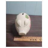 Large Terracotta Pig Bank and White Ceramic Piggy Bank with floral motif