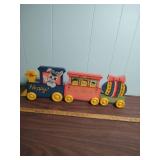 Easter Wooden Train Set and a Woven Basket