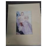 Purple Lavender Heart Display Stand and vintage Swedish Art Print 