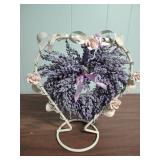 Purple Lavender Heart Display Stand and vintage Swedish Art Print 
