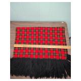 Statue of Liberty Quilt red plaid table square, unfinished quilt/applique project, and a red plaid table runner with black fringe