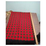 Statue of Liberty Quilt red plaid table square, unfinished quilt/applique project, and a red plaid table runner with black fringe