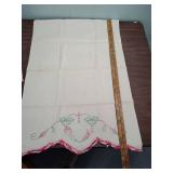 Vintage Embroidered Pillowcases with scalloped edges - two sets of 2 - all have some stains